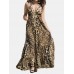 Leopard Print Halter Backless Sexy Maxi Dress For Women